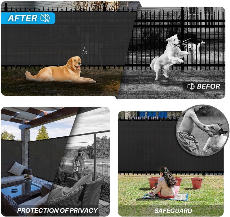 Patio 4 x 25 Fence Privacy Screen Black Commercial Grade Mesh Shade Fabric with Brass Gromment Outdoor Windscreen with Zipties - Image 3